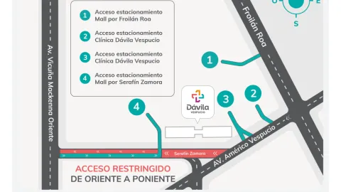 Acceso vehicular Clínica Dávila Vespucio